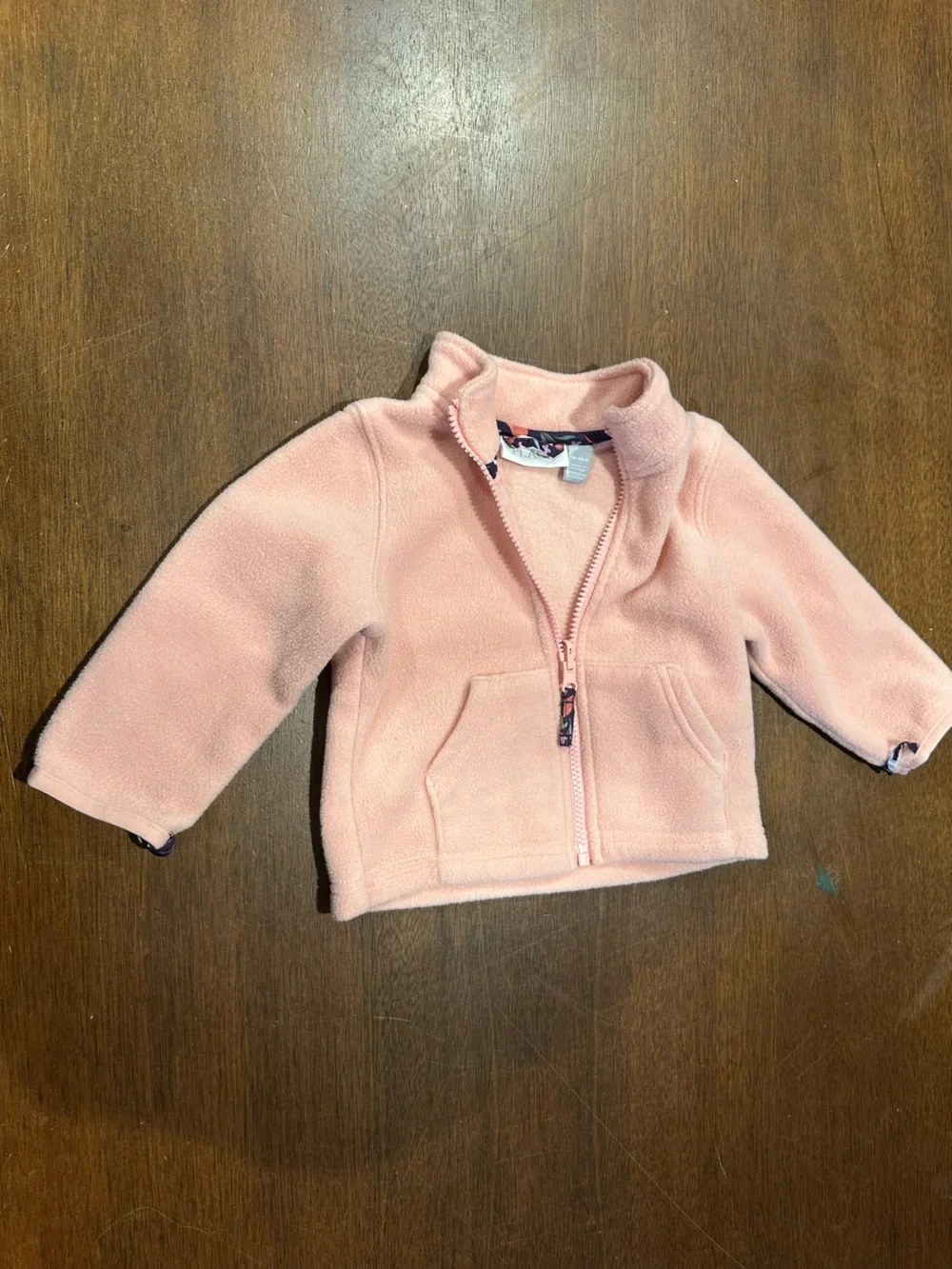 The Children's Place Pink Plush Zip-Up Jacket with Floral Lining